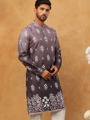 Printed Cotton Blend Kurta (65KO 5405 Charcoal ) [FF] [P-8-7]