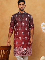 Printed Cotton Blend Kurta (65KO 5405 Maroon ) [FF] [P-8-7]