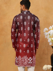 Printed Cotton Blend Kurta (65KO 5405 Maroon ) [FF] [P-8-7]