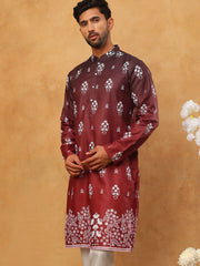 Printed Cotton Blend Kurta (65KO 5405 Maroon ) [FF] [P-8-7]