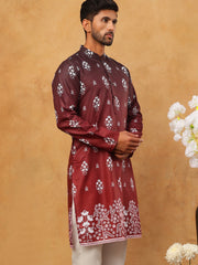 Printed Cotton Blend Kurta (65KO 5405 Maroon ) [FF] [P-8-7]