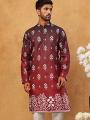 Printed Cotton Blend Kurta (65KO 5405 Maroon ) [FF] [P-8-7]