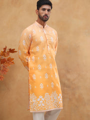 Printed Cotton Blend Kurta (65KO 5405 Orange ) [FF] [P-8-7]