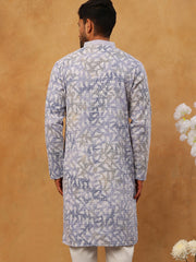 Printed & Embroidered Kurta (65KO 5406 Blue ) [FF] [G-8]