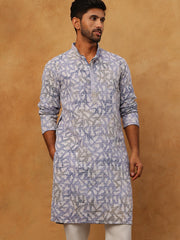 Printed & Embroidered Kurta (65KO 5406 Blue ) [FF] [G-8]