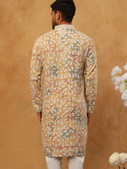 Printed & Embroidered Kurta (65KO 5406 Mustard ) [FF] [G-8]