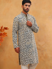 Printed & Embroidered Kurta (65KO 5406 Olive ) [FF] [G-8]