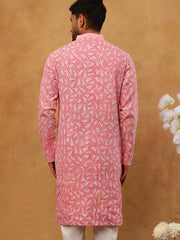 Printed & Embroidered Kurta (65KO 5406 Pink ) [FF] [G-8]