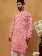 Printed & Embroidered Kurta (65KO 5406 Pink ) [FF] [G-8]