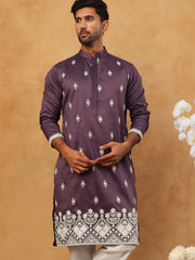 Traditional Silk Blend Embroidered Kurta (65KO 5411 Purple ) [FF] [F-2-3]