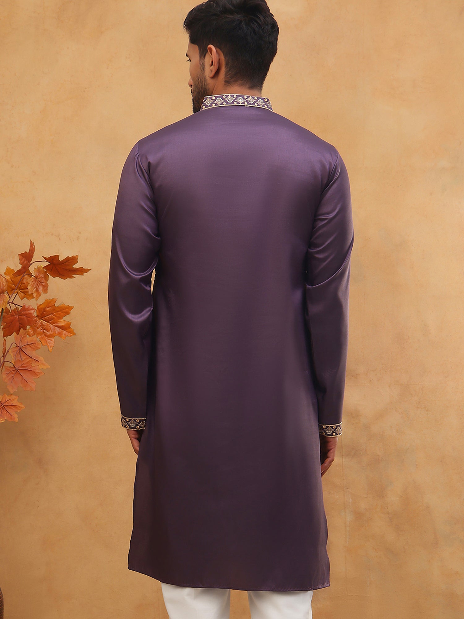 DesiQlo Men Animal Kurta Only - Purple