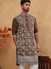 Men Ethnic Embroidered Kurta (65KO 5413 Brown ) [FF] [Q-11-14]