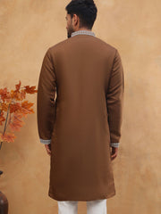 Men Ethnic Embroidered Kurta (65KO 5413 Brown ) [FF] [Q-11-14]