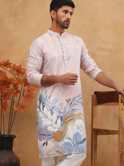 Printed Cotton Blend Kurta with Thread Work (65KO 5414 Peach ) [FF] [A-1-4]