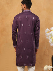 Festive Wear Silk Blend Embroidered Kurta (65KO 5417 Purple ) [FF] [B-1]