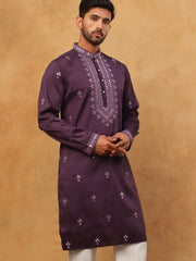 Festive Wear Silk Blend Embroidered Kurta (65KO 5417 Purple ) [FF] [B-1]