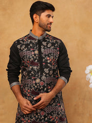 Premium Silk Blend Embroidered Kurta (65KO 5418 Black ) [FF] [B-12]