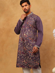 Premium Silk Blend Embroidered Kurta (65KO 5418 Purple ) [FF] [B-12]