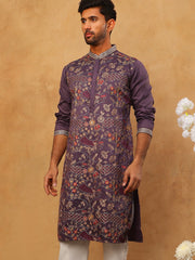 Premium Silk Blend Embroidered Kurta (65KO 5418 Purple ) [FF] [B-12]