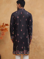 Cotton Blend Printed Straight Kurta (65KO 5419 Black ) [FF] [O-14]