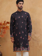 Cotton Blend Printed Straight Kurta (65KO 5419 Black ) [FF] [O-14]