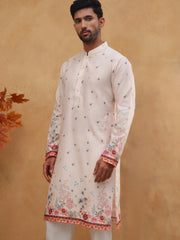 Cotton Blend Printed Straight Kurta (65KO 5419 Peach ) [FF] [O-14]