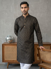 Festive Cotton Blend Printed Kurta ( 65KO 5421Black ) [FF] [P-11-10]