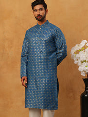 Festive Cotton Blend Printed Kurta (65KO 5421 Blue ) [FF] [P-11-10]