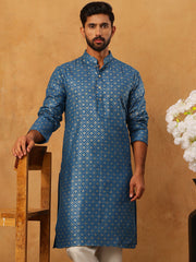 Festive Cotton Blend Printed Kurta (65KO 5421 Blue ) [FF] [P-11-10]