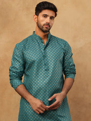 Festive Cotton Blend Printed Kurta ( 65KO 5421Sea-Green S ) [FF] [P-11-10]