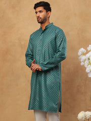 Festive Cotton Blend Printed Kurta ( 65KO 5421Sea-Green S ) [FF] [P-11-10]