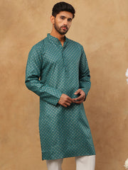 Festive Cotton Blend Printed Kurta ( 65KO 5421Sea-Green S ) [FF] [P-11-10]