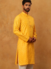 Festive Cotton Blend Printed Kurta (65KO 5421 Yellow ) [FF] [P-11-10]