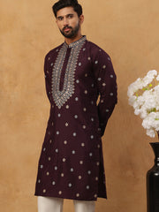 Ethnic Silk Blend Foil Print Kurta (65KO 5422 Purple ) [FF] [J-1]
