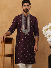 Ethnic Silk Blend Foil Print Kurta (65KO 5422 Purple ) [FF] [J-1]