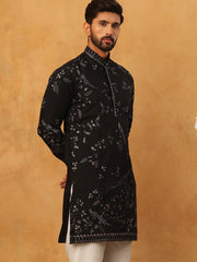 Silk Blend Embroidered Kurta (65KO 5426 Black ) [FF] [A-1-4]