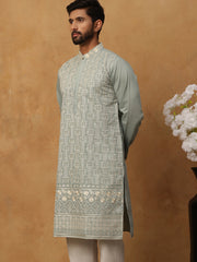 Classic Silk Blend Embroidered Kurta (65KO 5427 Rama ) [FF] [Q-11-14]