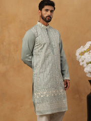 Classic Silk Blend Embroidered Kurta (65KO 5427 Rama ) [FF] [Q-11-14]