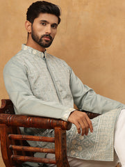 Classic Silk Blend Embroidered Kurta (65KO 5427 Rama ) [FF] [Q-11-14]