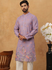 Festive Cotton Blend Printed Kurta (65KO 5428 Purple ) [FF] [Q-11-14]