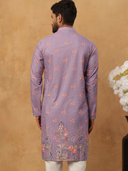 Festive Cotton Blend Printed Kurta (65KO 5428 Purple ) [FF] [Q-11-14]