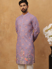Festive Cotton Blend Printed Kurta (65KO 5428 Purple ) [FF] [Q-11-14]