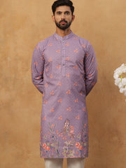 Festive Cotton Blend Printed Kurta (65KO 5428 Purple ) [FF] [Q-11-14]