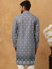 Festive Cotton Blend Printed Kurta (65KO 5429 Grey ) [FF] [Q-11-14]