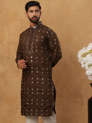 Festive Silk Blend Sequin Work Kurta (65KO 5430 Brown ) [FF] [A-1-4]