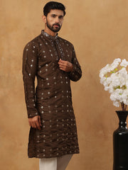 Festive Silk Blend Sequin Work Kurta (65KO 5430 Brown ) [FF] [A-1-4]