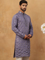 Festive Silk Blend Sequin Work Kurta (65KO 5430 Purple ) [FF] [A-1-4]