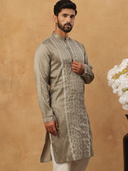 Luxury Silk Blend Thread Work Kurta (65KO 5432 Beige ) [FF] [B-9]