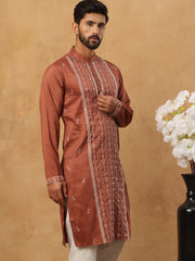 Luxury Silk Blend Thread Work Kurta (65KO 5432 Brown ) [FF] [B-9]