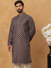 Festive Cotton Blend Printed Kurta (65KO 5434 Grey ) [FF] [Q-11-14]
